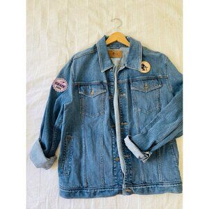 7 For All Man Kind x Disney embroidered patch work denim jacket Size XXL